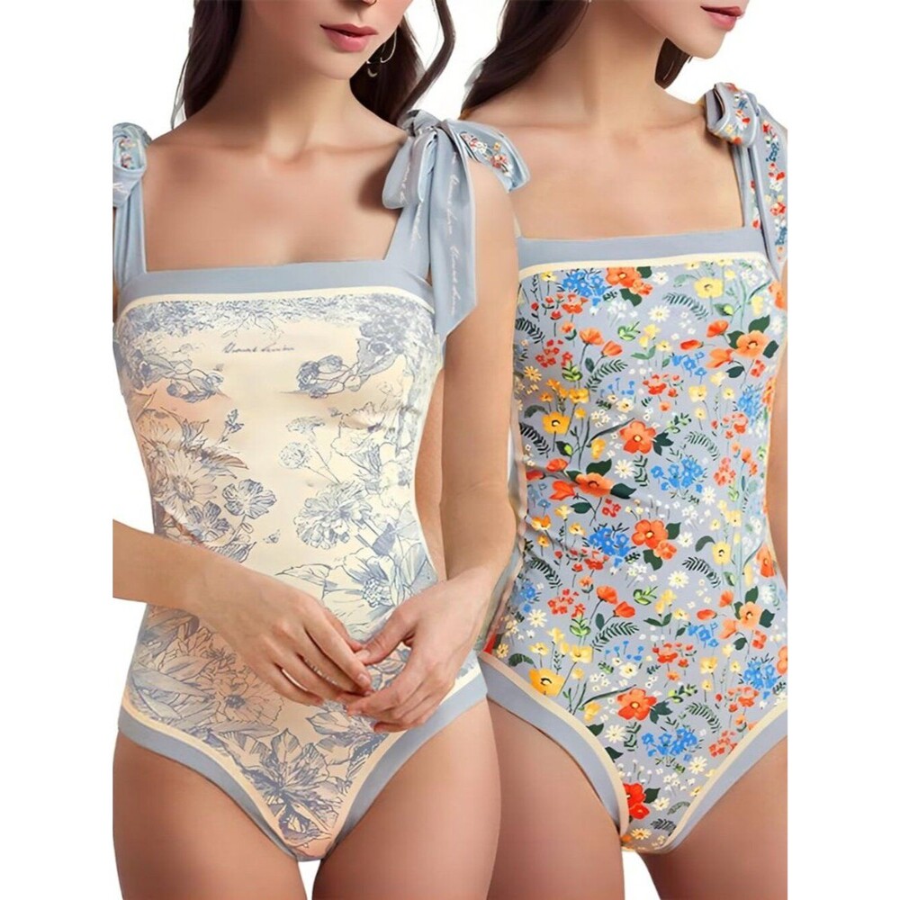 SKAYS Reversible Floral One Piece Swimsuit Women Bathing Suit Vintage Cute XL